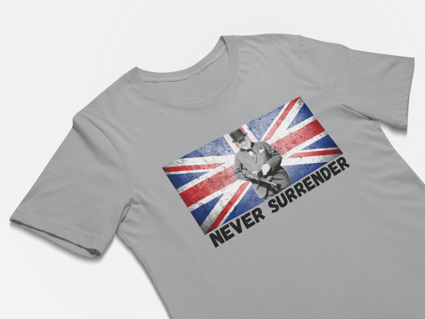 Winston Churchill Quote Tommy Gun Never Surrender!