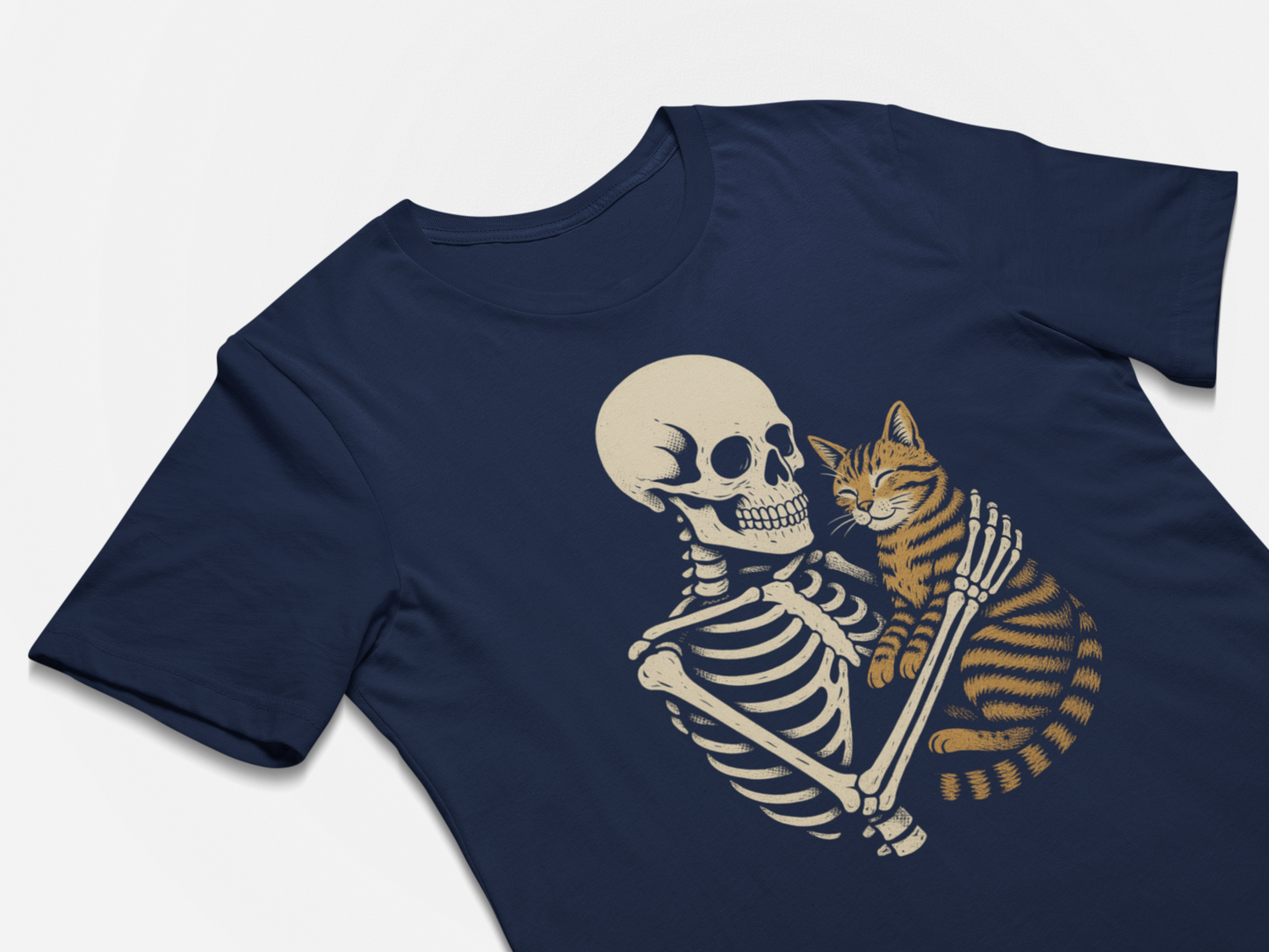 Cat Skeleton Tee  Fun Graphic T-Shirt for Cat Lovers Gift for Friends Quirky Tee Fun Gift for Her Funny Cat Shirt Funny Skeleton