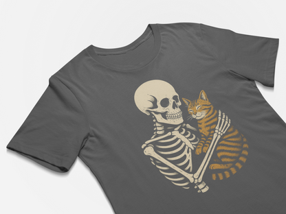 Cat Skeleton Tee  Fun Graphic T-Shirt for Cat Lovers Gift for Friends Quirky Tee Fun Gift for Her Funny Cat Shirt Funny Skeleton