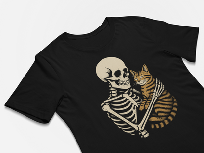 Cat Skeleton Tee  Fun Graphic T-Shirt for Cat Lovers Gift for Friends Quirky Tee Fun Gift for Her Funny Cat Shirt Funny Skeleton